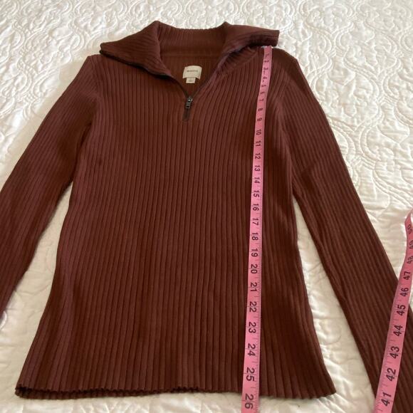 Anthropologie Maeve Half Zip Sweater Ribbed Knit Womens Size Large Minimal brown - Picture 4 of 6